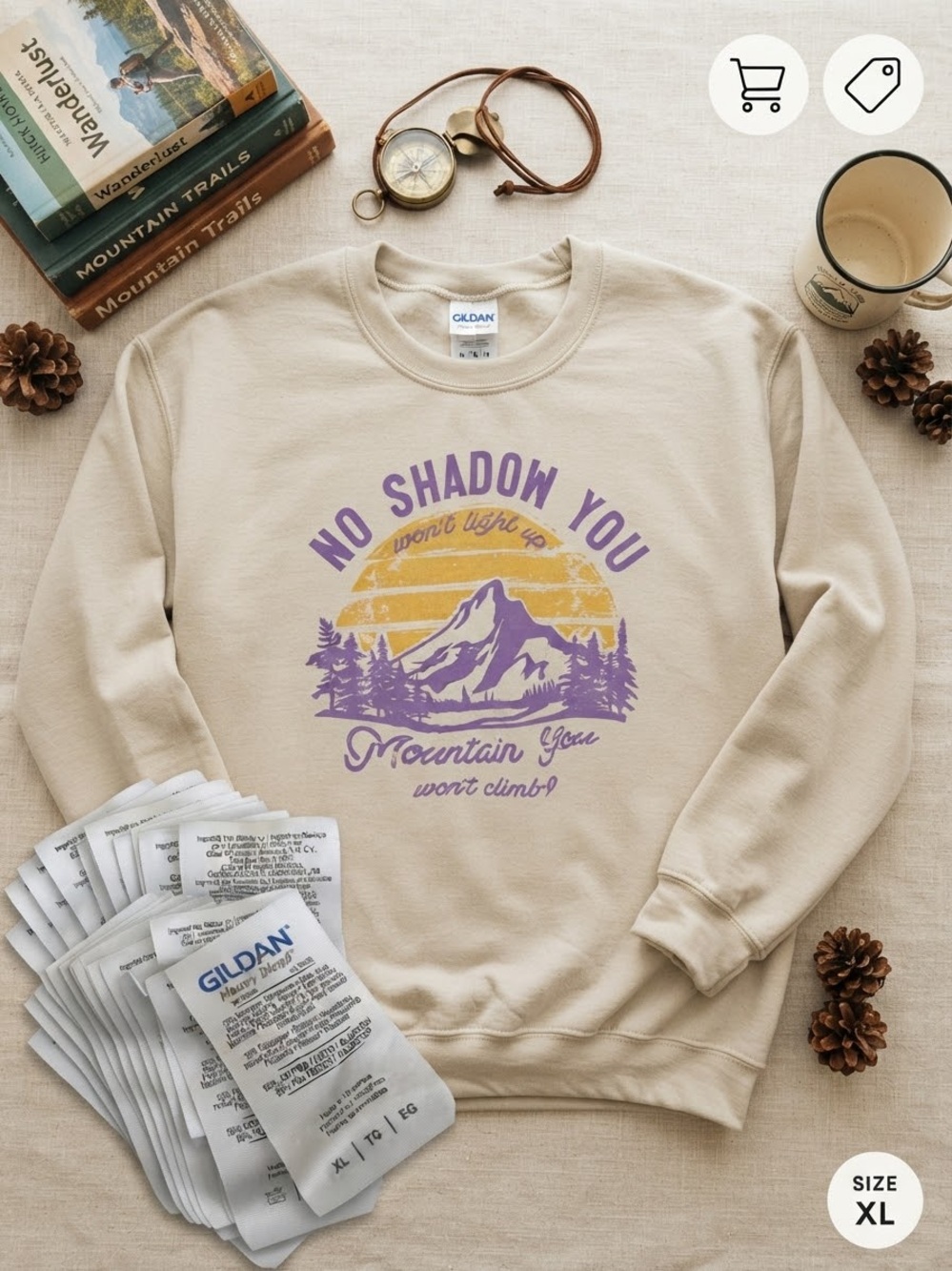 Reckless Love Cory Asbury Crewneck Sweatshirt Purple Mountain & Gold Sun Graphic